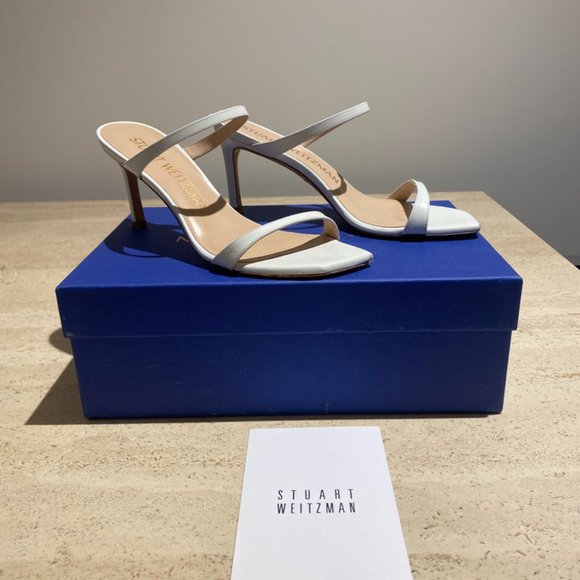 Stuart Weitzman White Leather Aleena 75 Size 7.5 - Picture 1 of 6